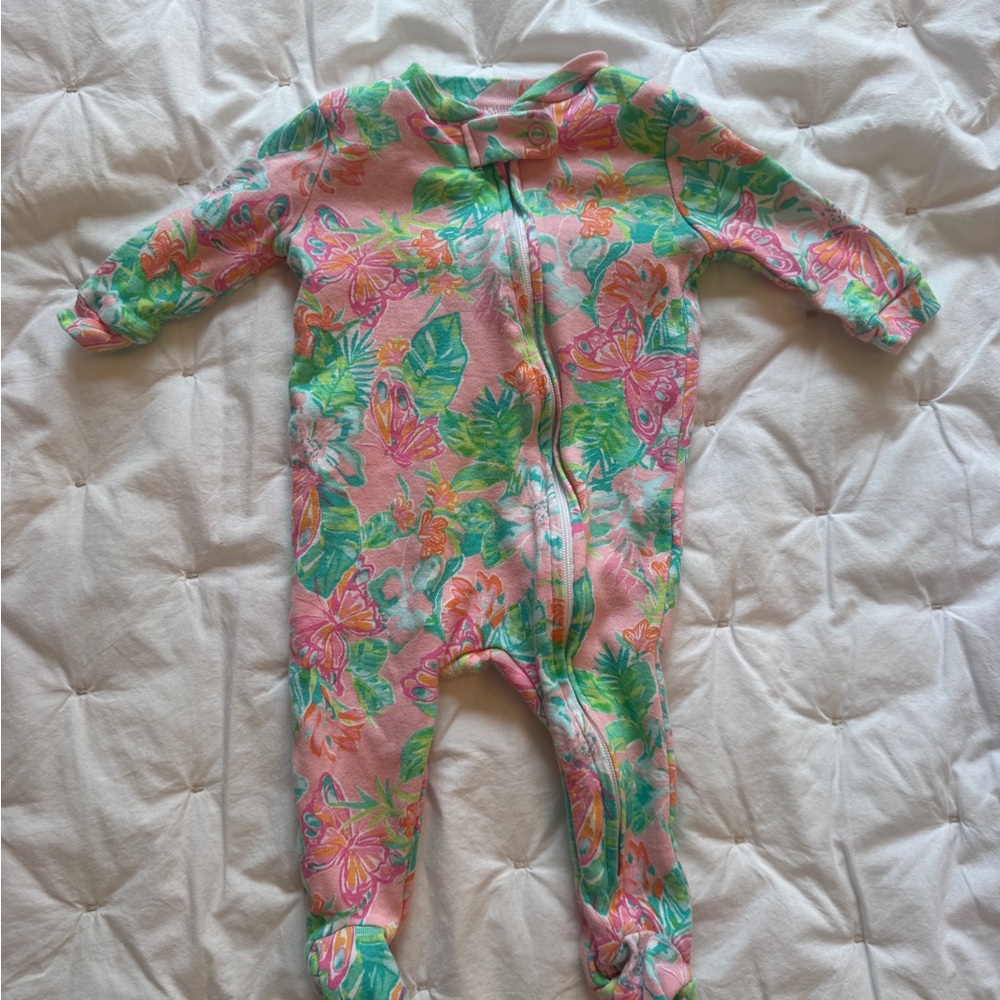 Lilly Pulitzer for Pottery Barn Kids Tropical Floral Footie Pajama 0-3 Month